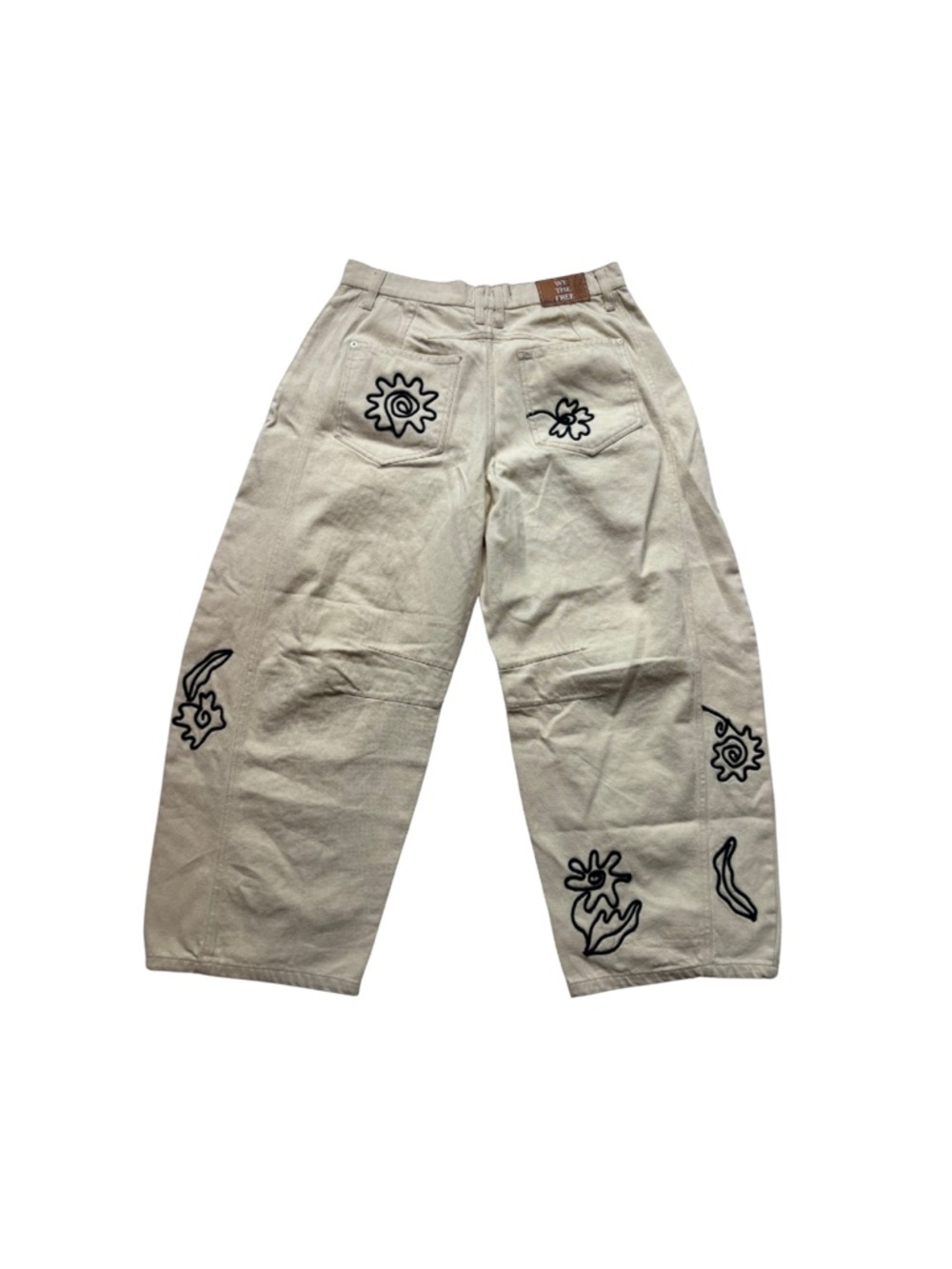 Free People We The Free Good Luck Soutache Barrel Jeans, Ivory - Picture 4 of 4
